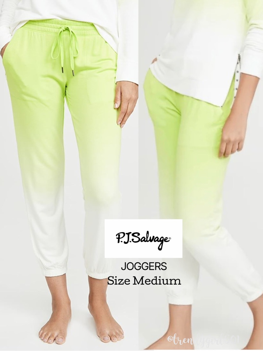 PJ SALVAGE Neon Pop Lime Green/White
Ombre Joggers Loungepants with Drawstring
